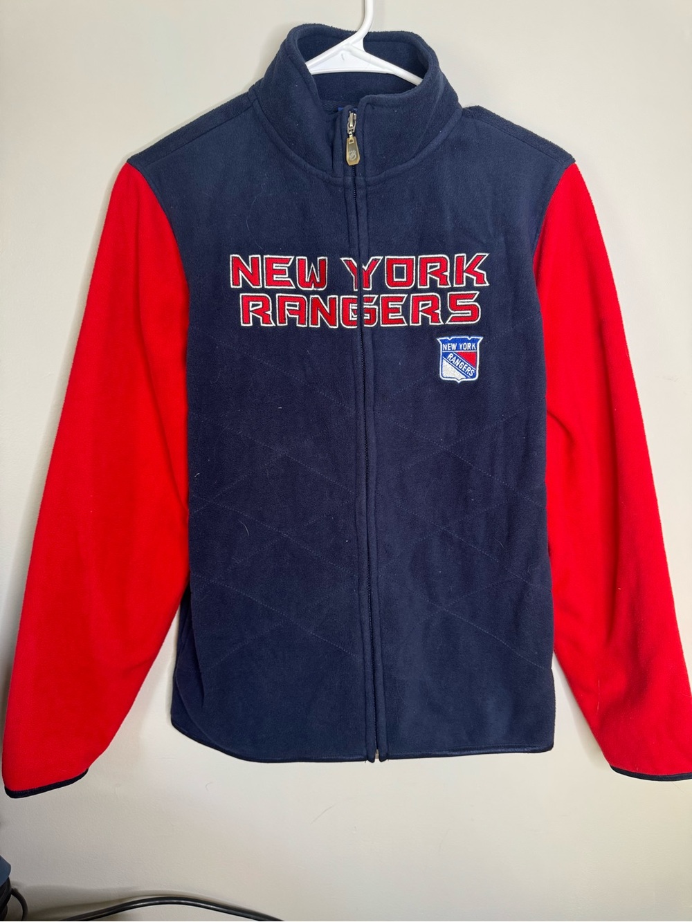 Reebok Navy and Red New York Rangers Full-Zip Fleece Jacket